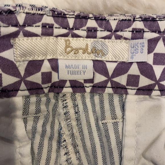 Boden Navy & White Striped Shorts Size 6 - Picture 3 of 8